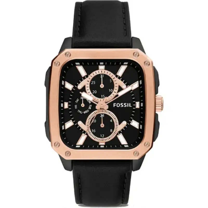 Fossil Men’s Quartz Black Leather Strap Black Dial 42mm Watch BQ2654