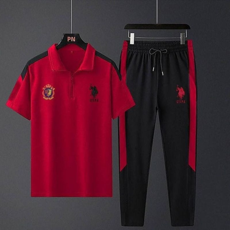 Stylish polo t-shirt and trouser for men red