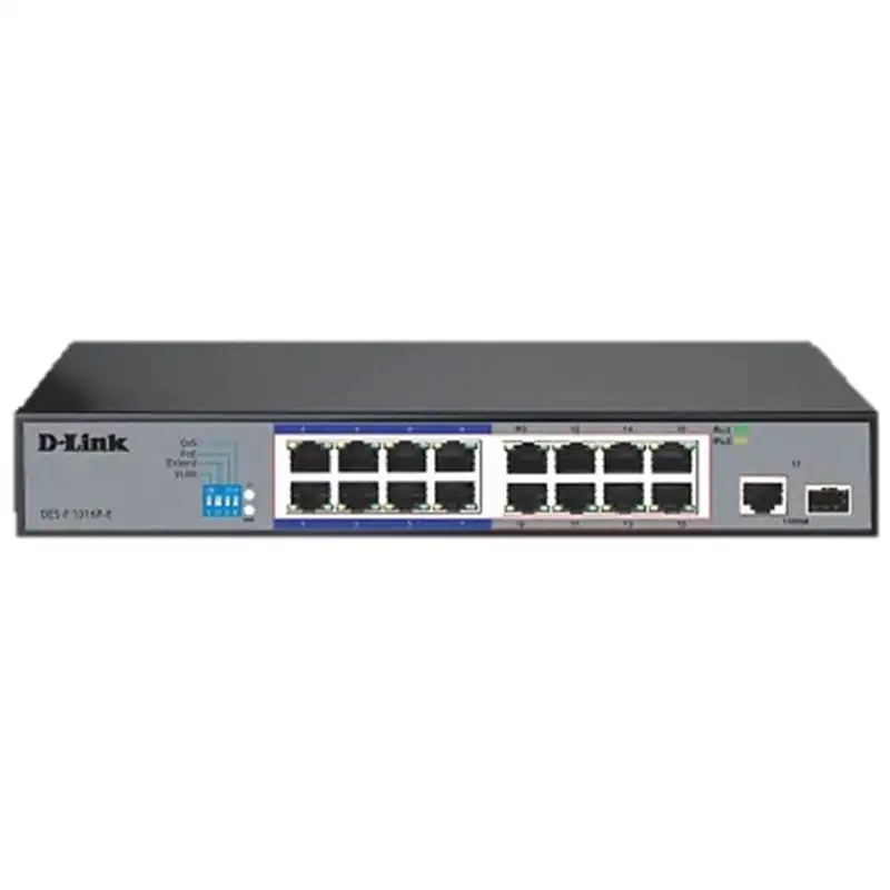 D-Link DES-F1016P-E/E 16 ports 10/100 Long Range PoE + Surveillance Switch