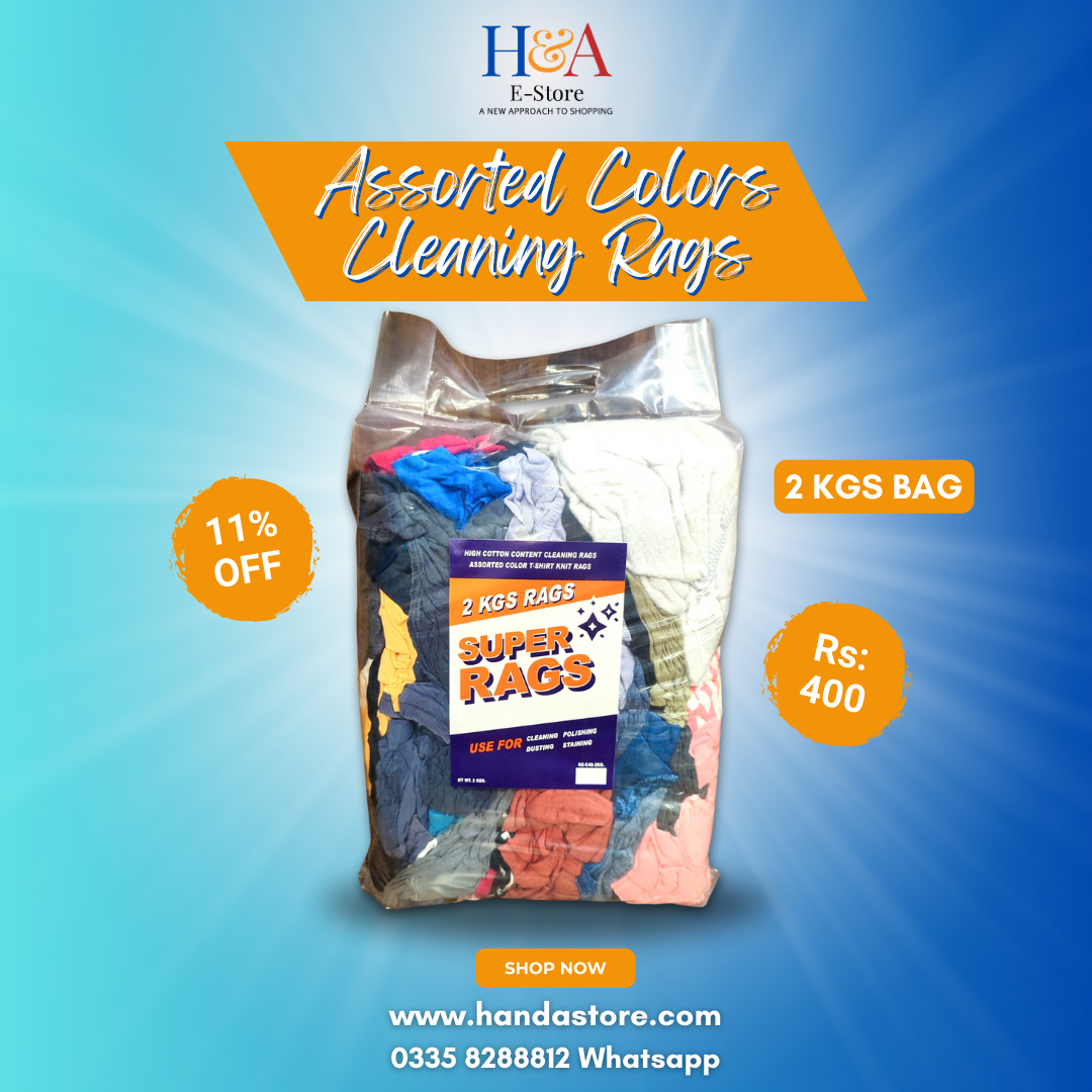 Assorted Colors Terry Towel Rags - 2kg Bag of Durable, Reusable, and Absorbent Cleaning Cloths