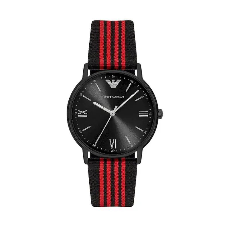 Emporio Armani Kappa Black Nylon Strap Black Dial Quartz Watch For Gents – AR11015