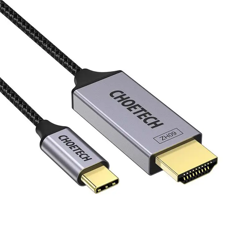 Choetech XCH-1804BK USB Type C to HDMI V2.0 Cable, 4K @ 60Hz, Aluminum, Braided, 1.8m