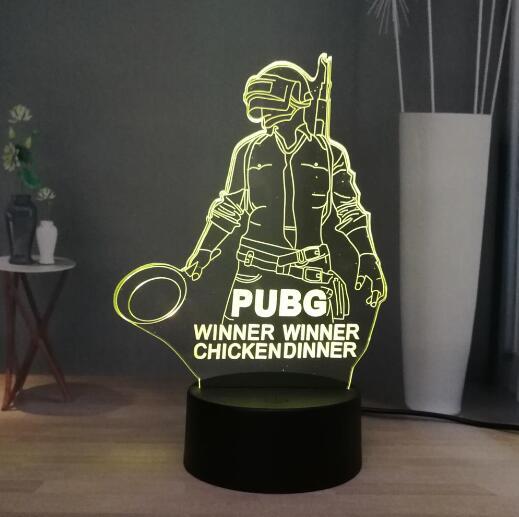 PUBG Mobile 3D Illusion Lamp Winner Winner Chicken Dinner  Led Night Light Bedroom Décor